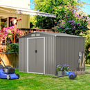 8 x 6 Feet Galvanized Steel Storage Shed for Garden Yard-Gray by LJGDeals