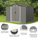8 x 6 Feet Galvanized Steel Storage Shed for Garden Yard-Gray by LJGDeals