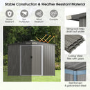 8 x 6 Feet Galvanized Steel Storage Shed for Garden Yard-Gray by LJGDeals