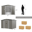 8 x 6 Feet Galvanized Steel Storage Shed for Garden Yard-Gray by LJGDeals