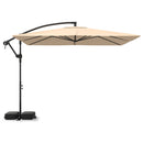 8 x 8 Square FT Solar LED Offset Cantilever Patio Umbrella with 360¬∞ Rotation
