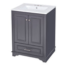 Bathroom Vanity With Ceramic Sink Combo, Modern Freestanding Storage Cabinet With Silver Handles by HouseOfZazla