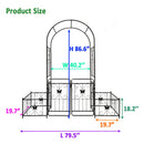 Metal Garden Arch With Gate High Climbing Plants Support Rose Arch Outdoor - Black by HouseOfZazla