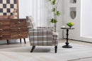 Upholstered Accent Chair with Brown Linen Fabric and Nailhead Trim by HouseOfZazla