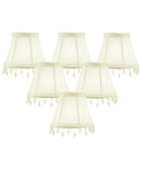 4"W x 5"H Set of 6 Candelabra Stretch Eggshell with Liner Clear Beads