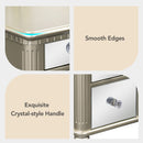 43" Dressing Table Set with Mirrored Drawers and Stool, Tri-fold Mirror, Makeup Vanity Set for Bedroom, Gold