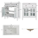 Bathroom Vanity With Ceramic Sink, Adjustable Shelf & Tip Out Tray