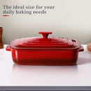 Large Ceramic Casserole Dish with Lid 4.0 Qt Rectangular Baking Pan Red