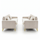 Ivory White 2-Piece Velvet Sofa Set
