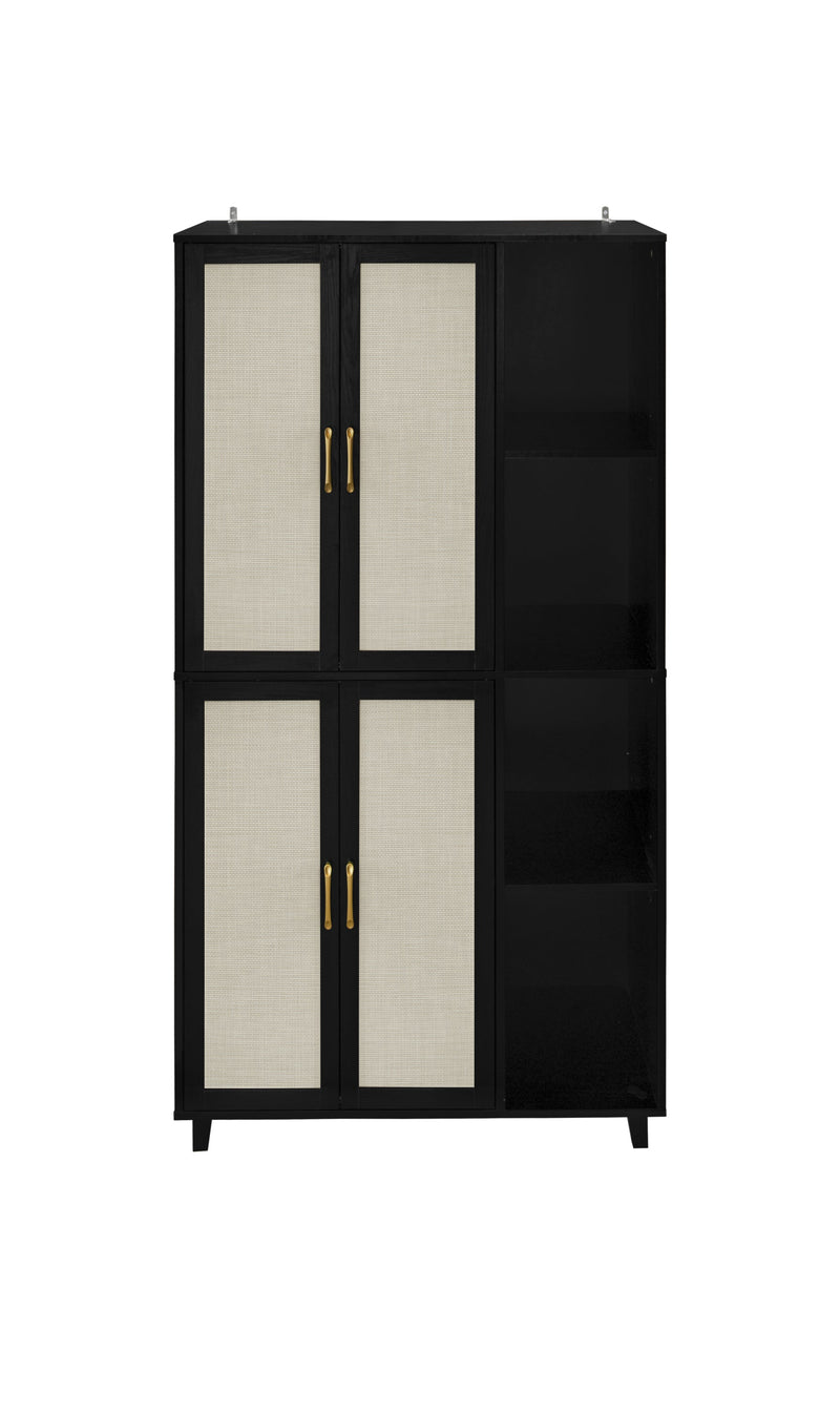 4 Door Cabinet with 4 Shelves with 4 Adjustable Inner Shelves, Storage Cabinet