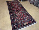 3' 4" X 9' Antique Handmade Wool Rug Runner Floral Organic Dyes Red Nice