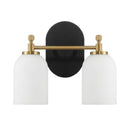 Vortex - 2 Lights Vanity In Style For Over Bathroom Mirror Wall Sconce - Black / Gold / White
