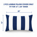 4 Pack Outdoor Lumbar Pillow Covers - Navy Blue/White Striped