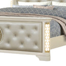 Jasmine - Queen Size Tufted Upholstery & LED Bed - Beige