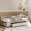 L Shaped Upholstered Platform Bed With Storage And Drawers by Unique Piece Furniture