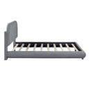 Upholstered Platform Bed With Thick Solid Frame And Stylish Curve-Shaped Design