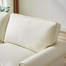 75.6" Pets friendly Leather Rolled Arm Upholstered Loveseat 2-seater Couch with Removable Back Cushion, Modern Couches for Small Spaces Living Room, Bedroom, Apartment, Beige White