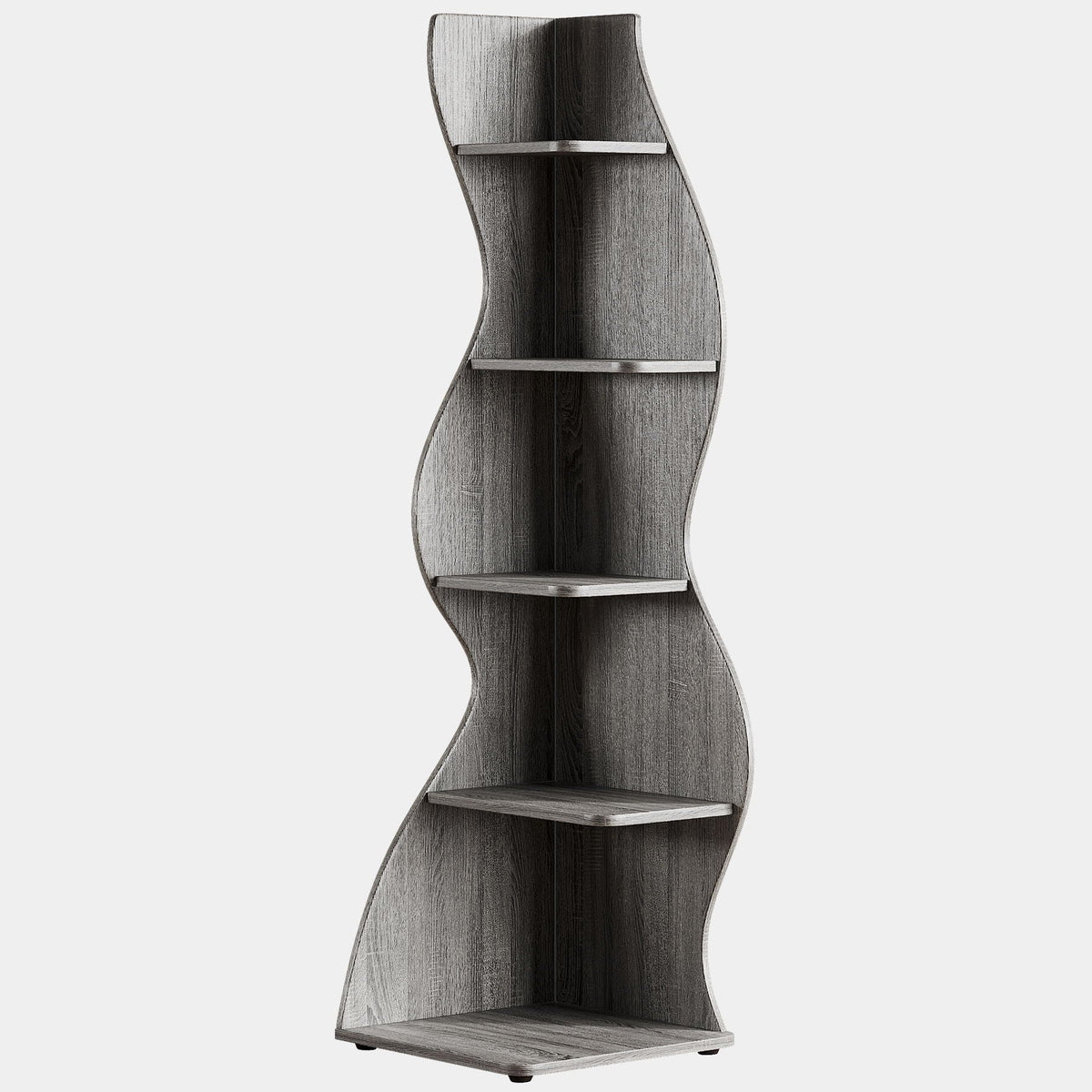 5 Tier Wavy Corner Bookshelf And Plant Stand For Living Room, photo 4 of 24