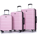 3 Piece Luggage Sets PC Lightweight & Durable Expandable Suitcase with Two Hooks, Double Spinner Wheels, TSA Lock, (21/25/29) Pink