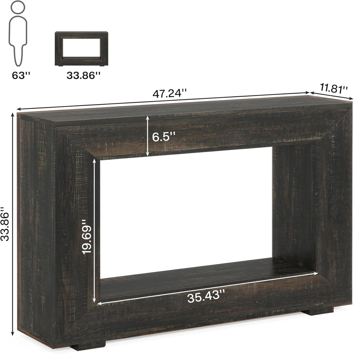Narrow Entryway Storage Console Table With Open Shelf, photo 8 of 12