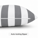 4 Pack Outdoor Lumbar Pillow with Inserts - Gray/White Striped