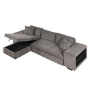 Modern L-Shape 3 Seat Reversible Sectional Couch, Pull Out Sleeper Sofa With Storage Chaise And 2 Stools For Living Room Furniture Set by HouseOfZazla