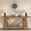 Slim 2 Tier Entryway Accent Extra Long Console Table For Living Room - Natural / Light Brown by HouseOfZazla