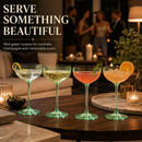 Ribbed Coupe Cocktail Glasses 8 oz | Set of 2 (Green)