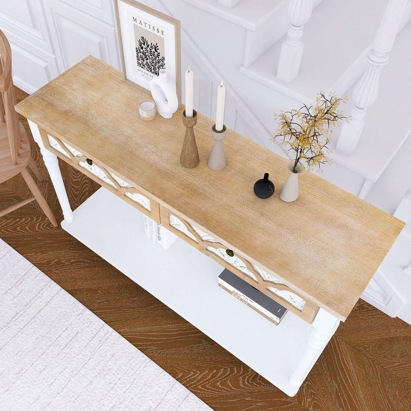 48 inch Long Console Table with 2 Drawers and 1 Bottom Shelf for Entryway Hallway Easy Assembly - Traditional Craftsmanship and Functionality Combined