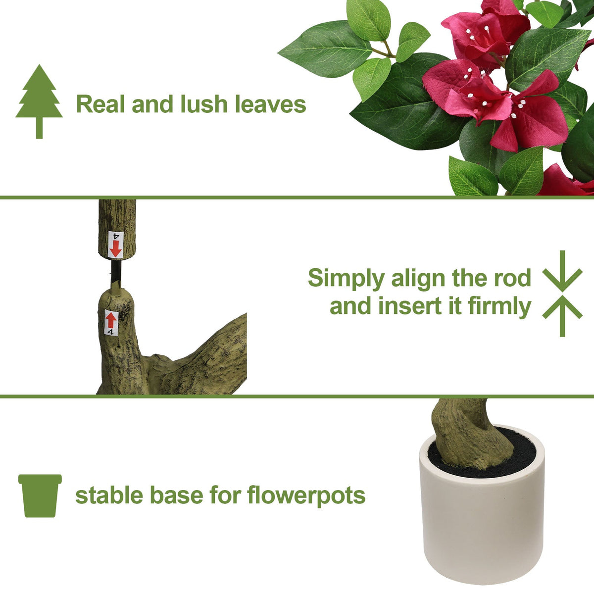 7Ft Artificial Bougainvillea Tree with Realistic Rose, photo 5 of 10