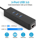 3 Ports USB 3.0 Hub Gigabit Ethernet Adapter 10/100/1000 Mbps Converter LAN RJ45 Wired USB Network Adapter
