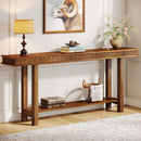 Extra Long Console Table, Sofa Table With 2 Tier Storage For Living Hallway - Rustic Brown by HouseOfZazla