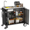 Outdoor Grill Cart With 304 Stainless Steel Sink And Cabinet - Black / Silver by HouseOfZazla