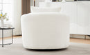 360° Swivel Barrel Sofa Chair with Throw Pillow, Chenille Upholstered Accent Chair, Beige, 38.2'