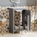 Modern Small Bathroom Vanity Cabinet With Ceramic Basin, Ample Storage, 1 Soft Close Door by HouseOfZazla