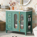 Bathroom Vanity with 3 Drawers and 2 Soft-Close Doors Cabinet - Lake Green by HouseOfZazla