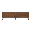 Fluted TV Stand With Storage Drawers And Cabinets For TVs Up To 80", Soft-Close Hinges, Cable Management - Walnut by HouseOfZazla