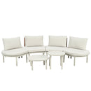 6 Piece Patio Set, Half Moon Outdoor Sectional Sofa With 2 High Low Coffee Tables, 4 Pillows & Cushions by HouseOfZazla