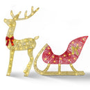 Lighted Christmas Reindeer & Sleigh Indoor Outdoor Christmas Decoration Christmas Lighted Display with 8 Lighting Modes