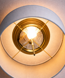 Moderne Flush Mount Conversion Kit 16"w Light Oatmeal Linen Drum Lampshade by LampsUSA