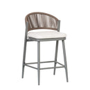 Outdoor 26" Counter Height Metal Frame Counter Stools With Scallop Shaped Backrest & Water Resistant Cushions by HouseOfZazla