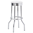 Midge - 3 Piece Round 1950S Bistro Pub Bar Table Set With Upholstery - White