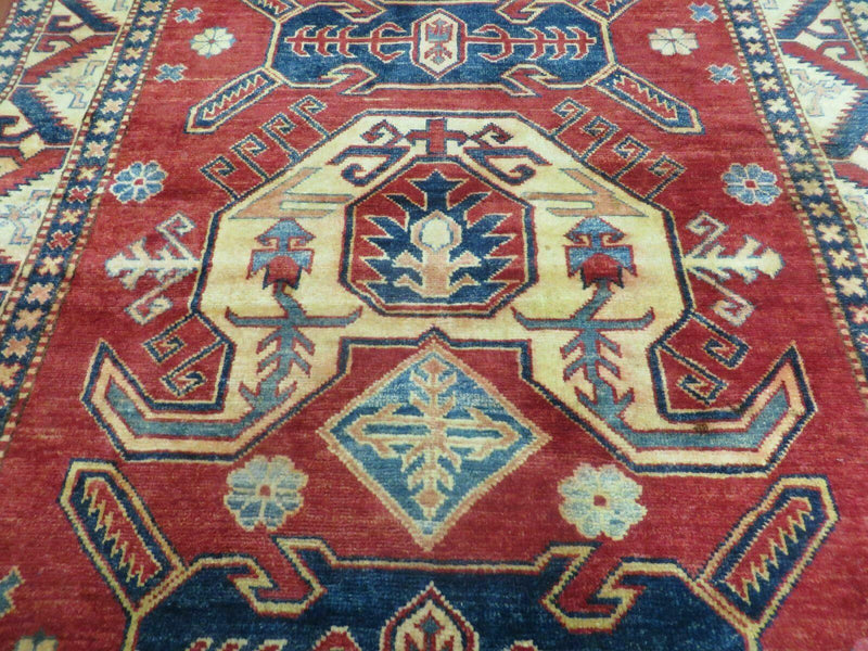 4' X 6' Vintage Handmade Turkish Kazak Pattern Wool Rug Carpet Nice