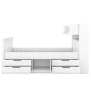 Captain Platform Bed Frame With Storage Bookcases, Shelves, And 4 Drawers by HouseOfZazla