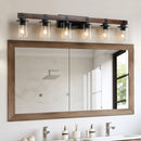 42" Rustic 6-Light Wall Sconce with Glass and Wood Accent
