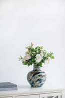 9.4x9.4x11" Blue and Brown Reactive Glazed Accent Vase by HouseOfZazla