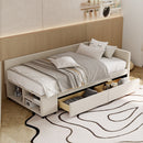 L Shaped Upholstered Platform Bed With Storage And Drawers by Unique Piece Furniture