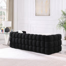 84.3 length, 35.83" deepth, human body structure for USA people, marshmallow sofa,boucle sofa, White color,3 seater