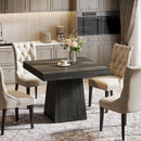 Square Dining Table For 4 With Thick Grain Top And Sturdy Pedestal Base - Gray by HouseOfZazla