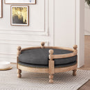 Round Pet Sofa, Wide Upholstered Pet Bed - Charcoal by HouseOfZazla